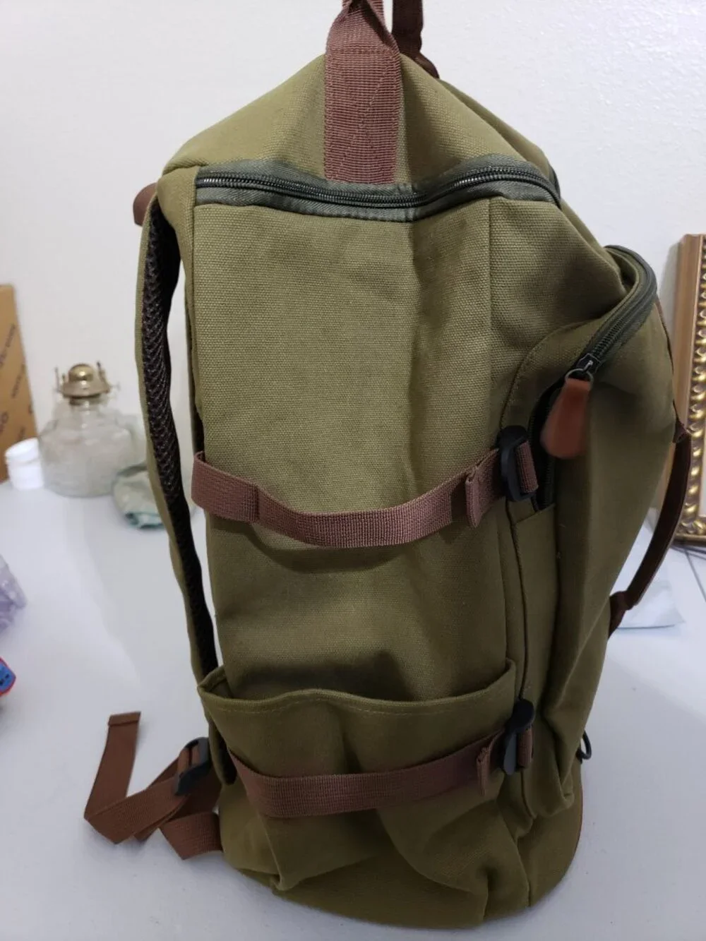 Chukchansi Gold Resort Casino olive laptop travel backpack, duffle bag 18 inches